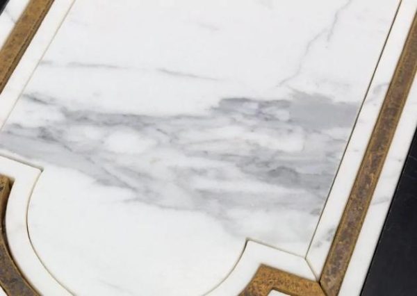 Calacatta | 1 sq. ft. Inara Cavalier Brass & Polished Calacatta and Black Jade Marble Tile Calacatta Calacatta