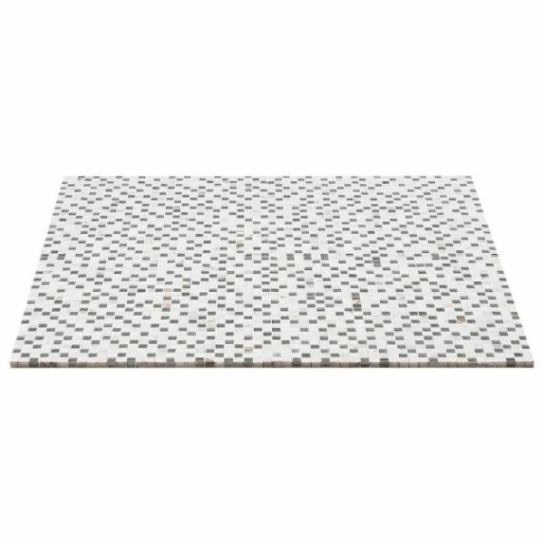 Calacatta | 1 sq. ft. Kelli Ellis Soli White 1×1 Marble & Mirror Polished Mosaic Tile White Calacatta Calacatta