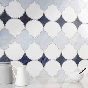 Calacatta | 1 sq. ft. Layla Azul Blue Polished Marble Mosaic Tile Azul Calacatta Azul