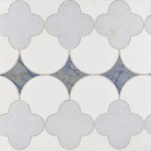 Calacatta | 1 sq. ft. Layla Azul Blue Polished Marble Mosaic Tile Azul Calacatta Azul