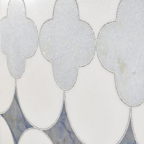 Calacatta | 1 sq. ft. Layla Azul Blue Polished Marble Mosaic Tile Azul Calacatta Azul