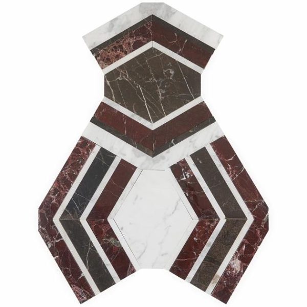 Calacatta | 1 sq. ft. Mezzo Bordeaux Red Polished Marble Mosaic Tile Bordeaux Polished Calacatta Bordeaux Polished