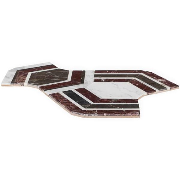 Calacatta | 1 sq. ft. Mezzo Bordeaux Red Polished Marble Mosaic Tile Bordeaux Polished Calacatta Bordeaux Polished