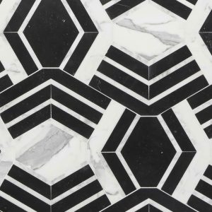 Calacatta | 1 sq. ft. Mezzo Brava Black & White Polished Marble Mosaic Tile Brava Polished Calacatta Brava Polished