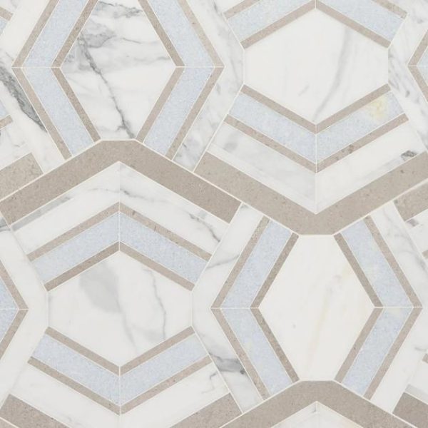 Calacatta | 1 sq. ft. Mezzo Dolce Beige Polished Marble Mosaic Tile Dolce Polished Calacatta Calacatta