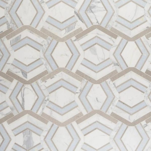 Calacatta | 1 sq. ft. Mezzo Dolce Beige Polished Marble Mosaic Tile Dolce Polished Calacatta Calacatta