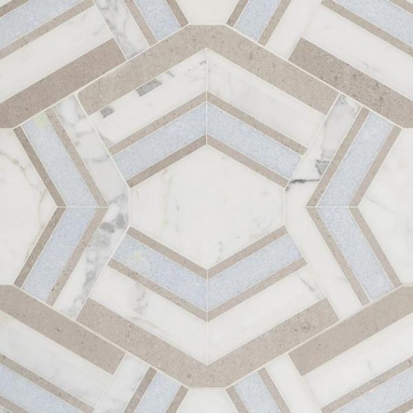 Calacatta | 1 sq. ft. Mezzo Dolce Beige Polished Marble Mosaic Tile Dolce Polished Calacatta Calacatta