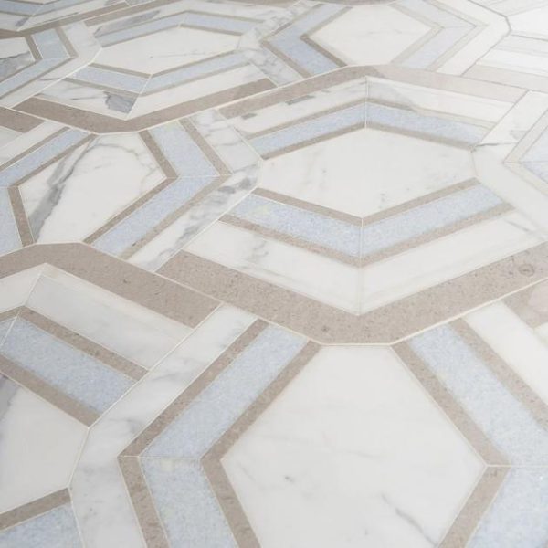 Calacatta | 1 sq. ft. Mezzo Dolce Beige Polished Marble Mosaic Tile Dolce Polished Calacatta Calacatta