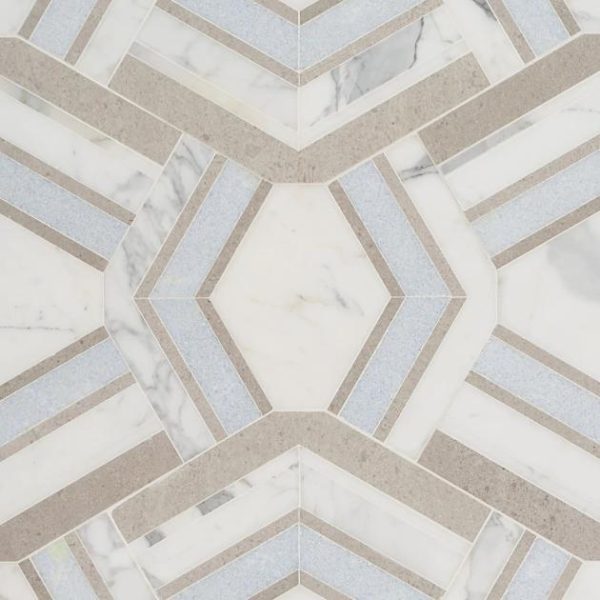 Calacatta | 1 sq. ft. Mezzo Dolce Beige Polished Marble Mosaic Tile Dolce Polished Calacatta Calacatta