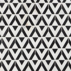 Calacatta | 1 sq. ft. Monroe Triangle Calacatta and Black Jade Polished Marble Mosaic Tile Black + White Triangles Calacatta Black + White Triangles