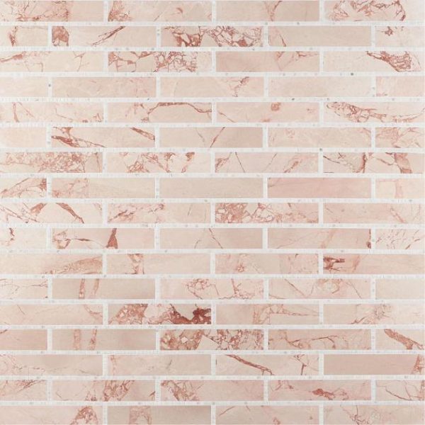 Calacatta | 1 sq. ft. New Palm Beach by Krista Watterworth Brick Pink 3×12″ Polished Marble Mosaic Pink Calacatta Calacatta