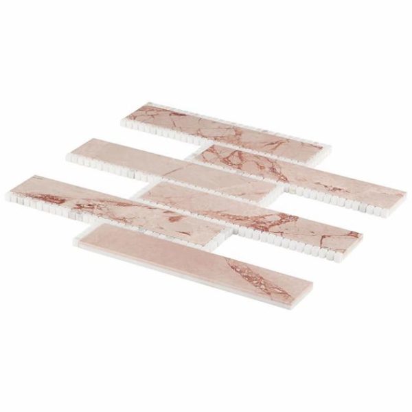 Calacatta | 1 sq. ft. New Palm Beach by Krista Watterworth Brick Pink 3×12″ Polished Marble Mosaic Pink Calacatta Calacatta