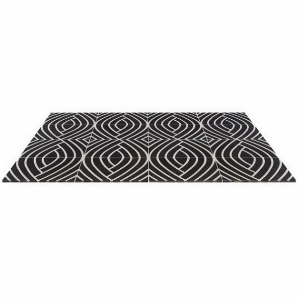 Calacatta | 1 sq. ft. New Palm Beach by Krista Watterworth Leaf Black Polished Marble Mosaic Black Calacatta Black