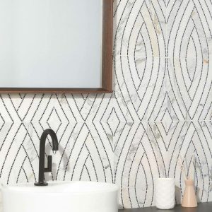 Calacatta | 1 sq. ft. New Palm Beach by Krista Watterworth Leaf White Polished Marble Mosaic White Calacatta Calacatta