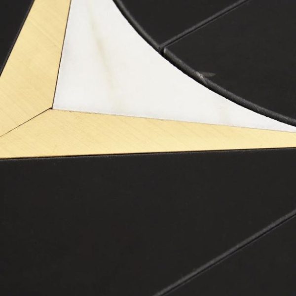 Calacatta | 1 sq. ft. Regis Nero Waterjet Polished Marble Mosaic Tile- Black and Brass Nero Natural Calacatta Calacatta