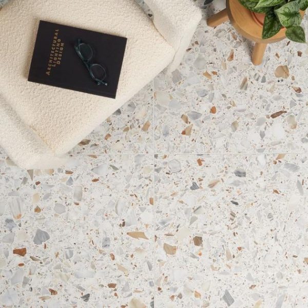 Calacatta | 1 sq. ft. Terrazzo Italy Sacra Calacatta White 24×24 Honed Terrazzo Tile Beige & Cream Calacatta Beige & Cream