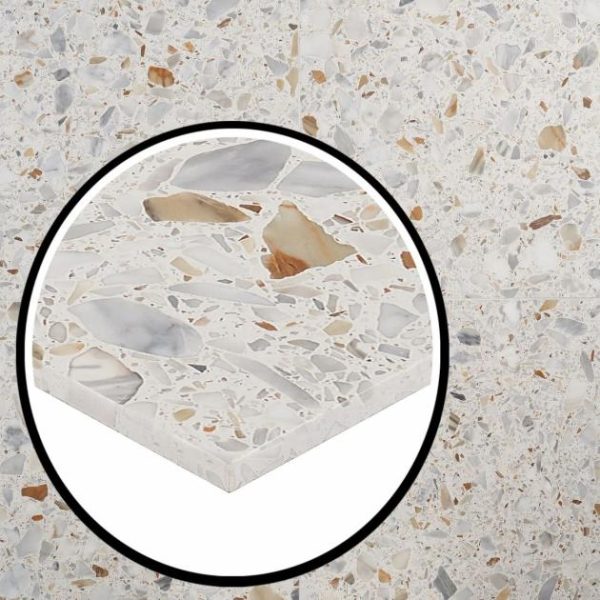 Calacatta | 1 sq. ft. Terrazzo Italy Sacra Calacatta White 24×24 Honed Terrazzo Tile Beige & Cream Calacatta Beige & Cream