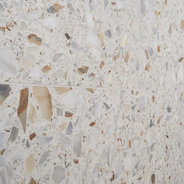 Calacatta | 1 sq. ft. Terrazzo Italy Sacra Calacatta White 24×24 Honed Terrazzo Tile Beige & Cream Calacatta Beige & Cream