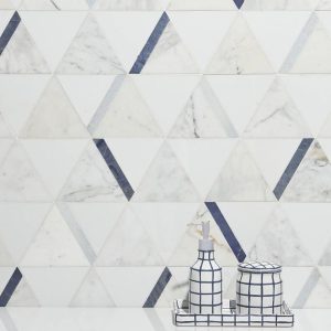 Calacatta | 1 sq. ft. Tres Calacatta Azul 6×7 Polished Marble Mosaic Tile Calacatta Azul Calacatta Calacatta