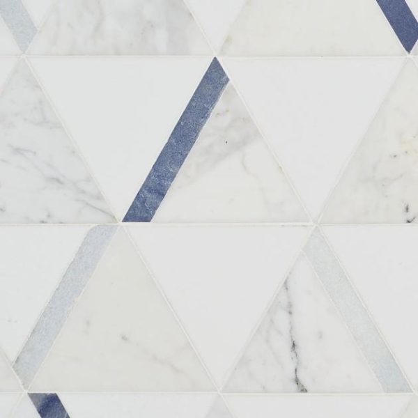 Calacatta | 1 sq. ft. Tres Calacatta Azul 6×7 Polished Marble Mosaic Tile Calacatta Azul Calacatta Calacatta