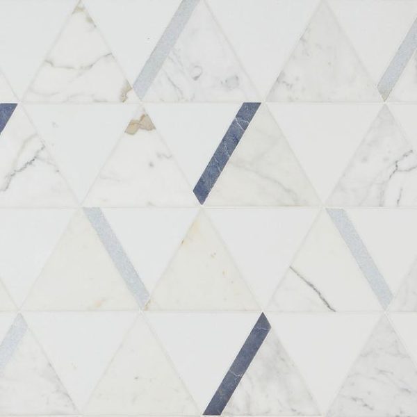 Calacatta | 1 sq. ft. Tres Calacatta Azul 6×7 Polished Marble Mosaic Tile Calacatta Azul Calacatta Calacatta