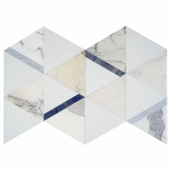 Calacatta | 1 sq. ft. Tres Calacatta Azul 6×7 Polished Marble Mosaic Tile Calacatta Azul Calacatta Calacatta