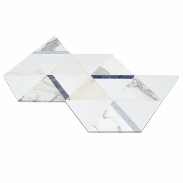 Calacatta | 1 sq. ft. Tres Calacatta Azul 6×7 Polished Marble Mosaic Tile Calacatta Azul Calacatta Calacatta