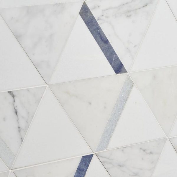 Calacatta | 1 sq. ft. Tres Calacatta Azul 6×7 Polished Marble Mosaic Tile Calacatta Azul Calacatta Calacatta