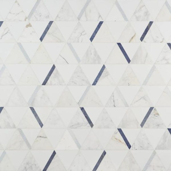 Calacatta | 1 sq. ft. Tres Calacatta Azul 6×7 Polished Marble Mosaic Tile Calacatta Azul Calacatta Calacatta