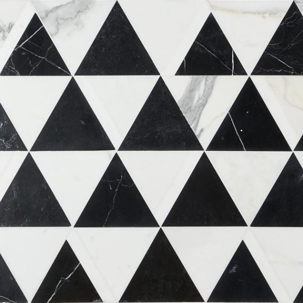 Calacatta | 1 sq. ft. Tres Gris Nero 6×7 Polished Marble Mosaic Tile Gris Nero Calacatta Calacatta