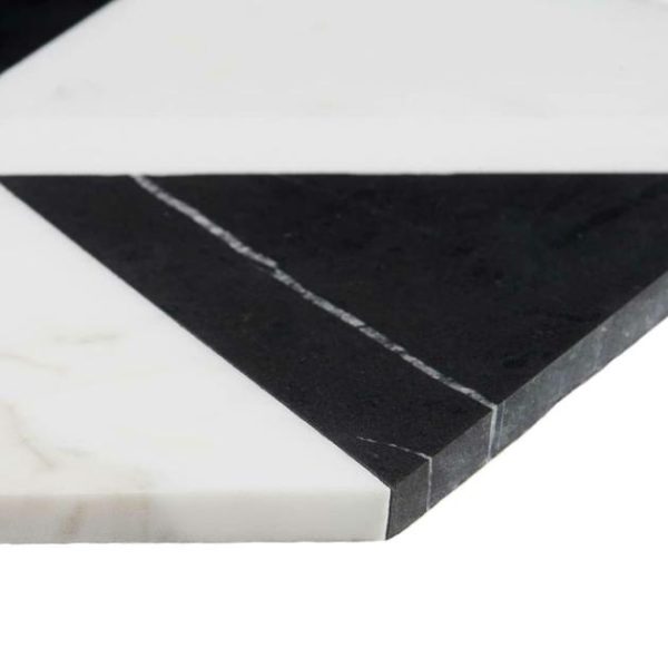 Calacatta | 1 sq. ft. Tres Gris Nero 6×7 Polished Marble Mosaic Tile Gris Nero Calacatta Calacatta