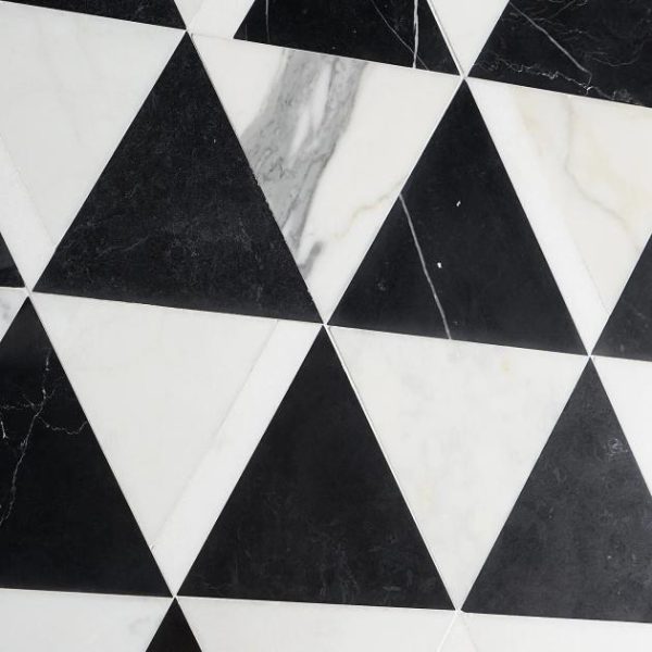 Calacatta | 1 sq. ft. Tres Gris Nero 6×7 Polished Marble Mosaic Tile Gris Nero Calacatta Calacatta