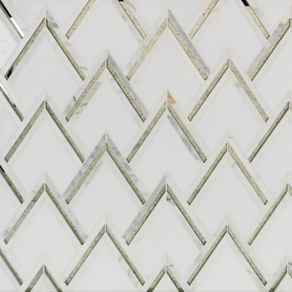 Calacatta | 1 sq. ft. VZAG Calacatta White Marble & Antique Mirror Polished Mosaic Tile Calacatta Calacatta Calacatta