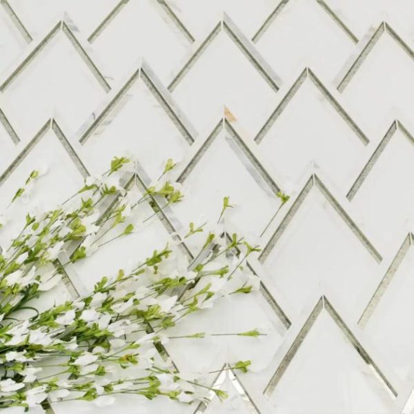 Calacatta | 1 sq. ft. VZAG Calacatta White Marble & Antique Mirror Polished Mosaic Tile Calacatta Calacatta Calacatta