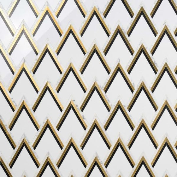 Calacatta | 1 sq. ft. VZAG Nero White Black and Gold 6″ Polished Marble & Brass Mosaic Tile Nero Black- Gold And White Calacatta Calacatta