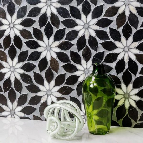 Calacatta | 1 sq. ft. Wildflower Calacatta and Black Jade Horizon Marble Polished Tile Black Horizon Calacatta Black Horizon