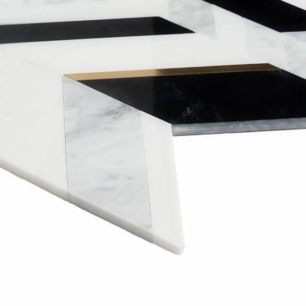 Carrara | 1 sq. ft. Amari Nero Blanco Polished Marble and Brass Mosaic Tile Nero Blanco Carrara Carrara