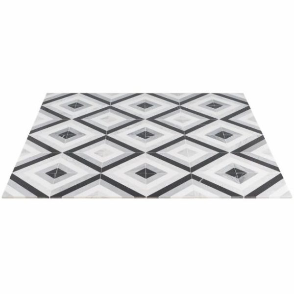 Carrara | 1 sq. ft. Bowery Allascala 8×8 Polished Marble Mosaic Tile Black & White Carrara Black & White