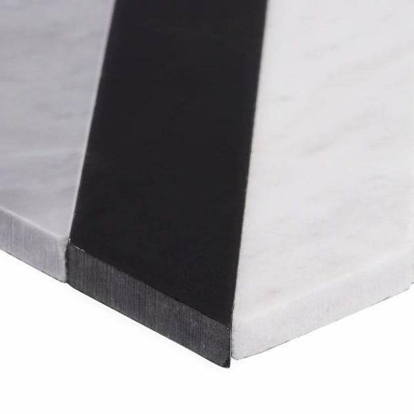 Carrara | 1 sq. ft. Bowery Allascala 8×8 Polished Marble Mosaic Tile Black & White Carrara Black & White