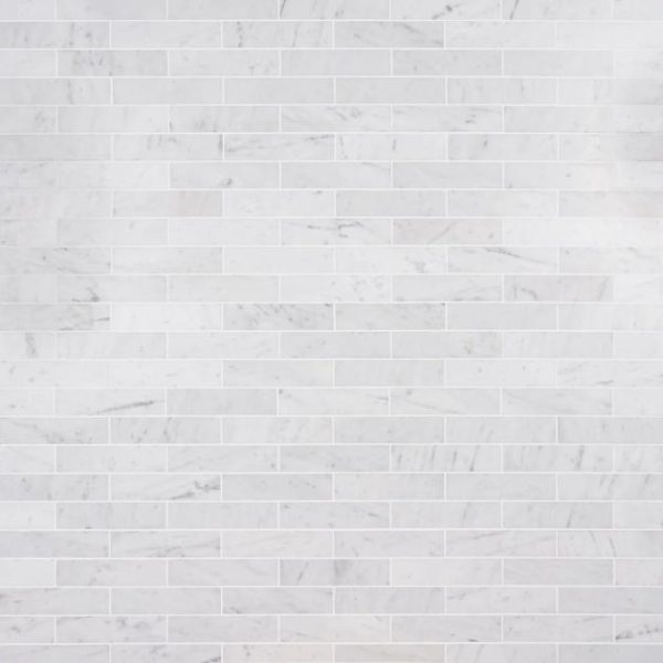 Carrara | 1 sq. ft. Brushed Stone Carrara White 2×8 Brushed Marble Subway Tile Carrara White Carrara Carrara