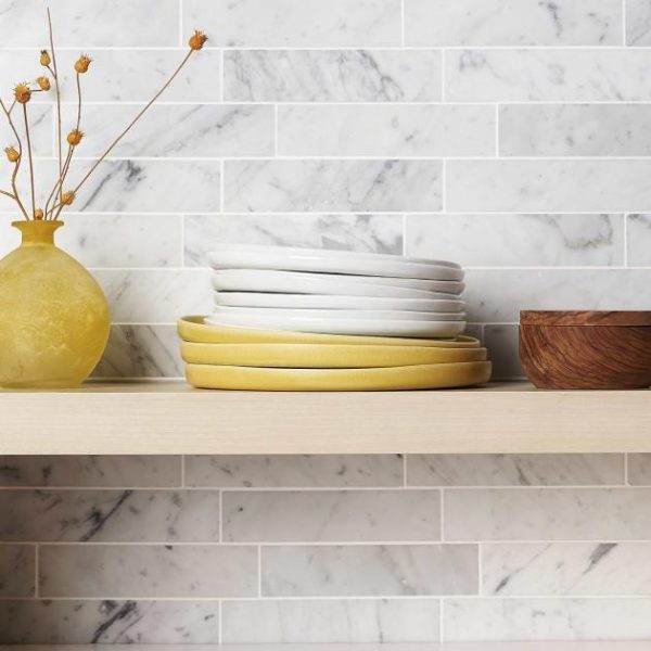 Carrara | 1 sq. ft. Brushed Stone Carrara White 2×8 Brushed Marble Subway Tile Carrara White Carrara Carrara