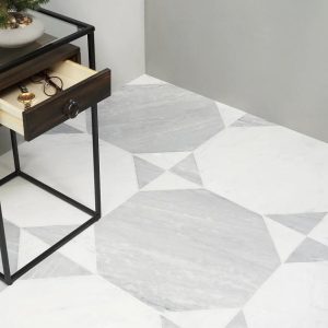 Carrara | 1 sq. ft. Cadre Giotto Carrara and Italian Gray 20×20 Polished Marble Mosaic Tile Carrara & Italian Gray Carrara Carrara