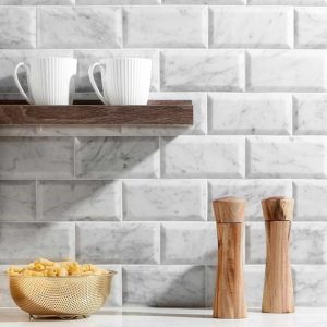 Carrara | 1 sq. ft. Carrara White 3×6 Beveled Polished Marble Subway Tile Bevel 3X6 Carrara Bevel 3X6