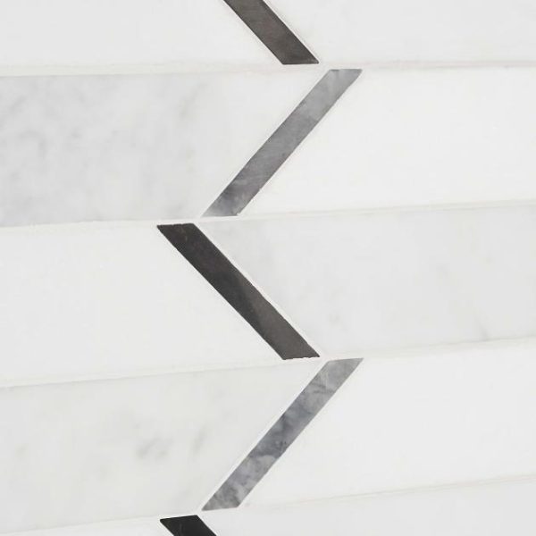 Carrara | 1 sq. ft. Fitz Blanco Grigio White Polished Marble Mosaic Tile Blanco Grigio Carrara Blanco Grigio