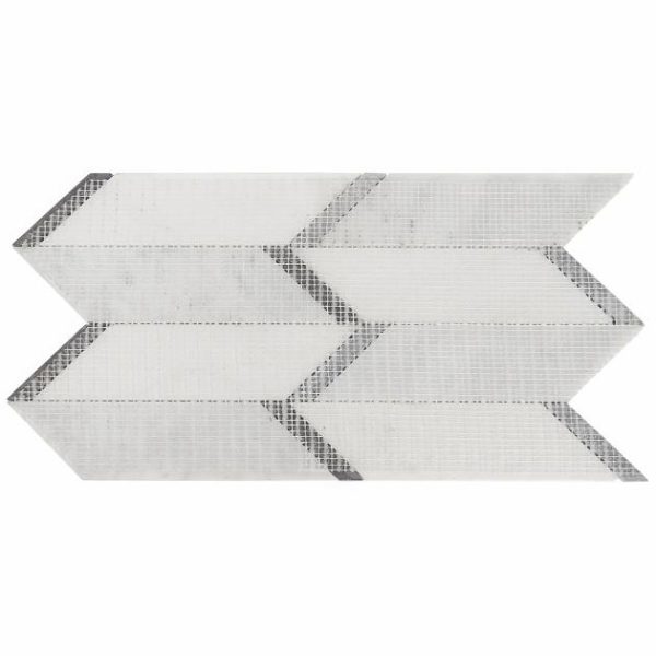 Carrara | 1 sq. ft. Fitz Blanco Grigio White Polished Marble Mosaic Tile Blanco Grigio Carrara Blanco Grigio