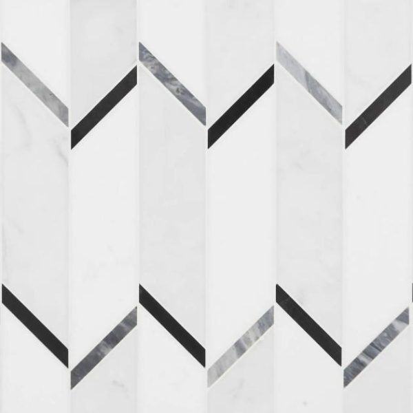 Carrara | 1 sq. ft. Fitz Blanco Grigio White Polished Marble Mosaic Tile Blanco Grigio Carrara Blanco Grigio