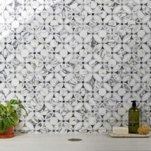 Carrara | 1 sq. ft. Highland Blossom Marble Polished Mosaic Tile Blossom Stone Blossom