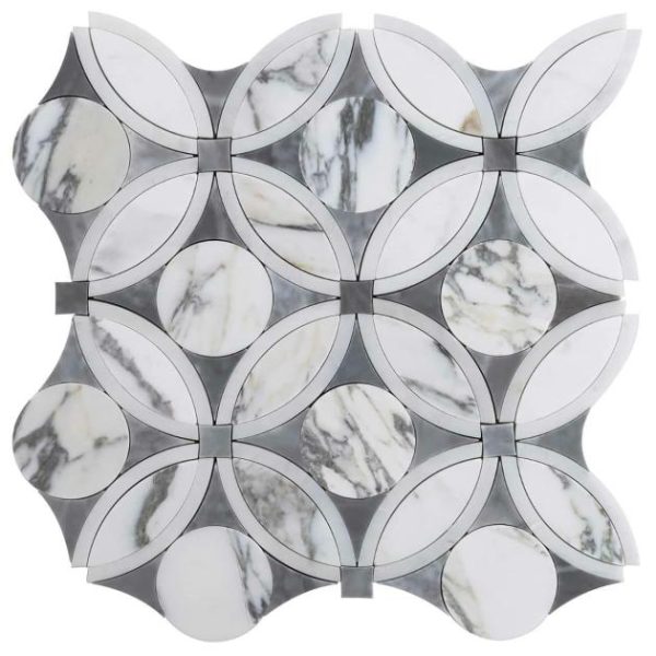 Carrara | 1 sq. ft. Highland Blossom Marble Polished Mosaic Tile Blossom Stone Blossom