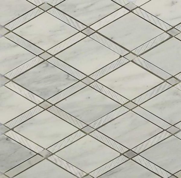 Carrara | 1 sq. ft. Imperial Carrara White Polished Textured Marble Mosaic Tile Carrara Carrara Carrara