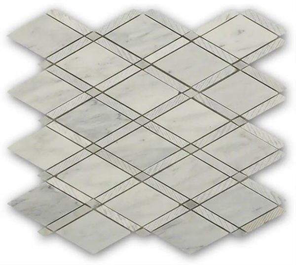 Carrara | 1 sq. ft. Imperial Carrara White Polished Textured Marble Mosaic Tile Carrara Carrara Carrara